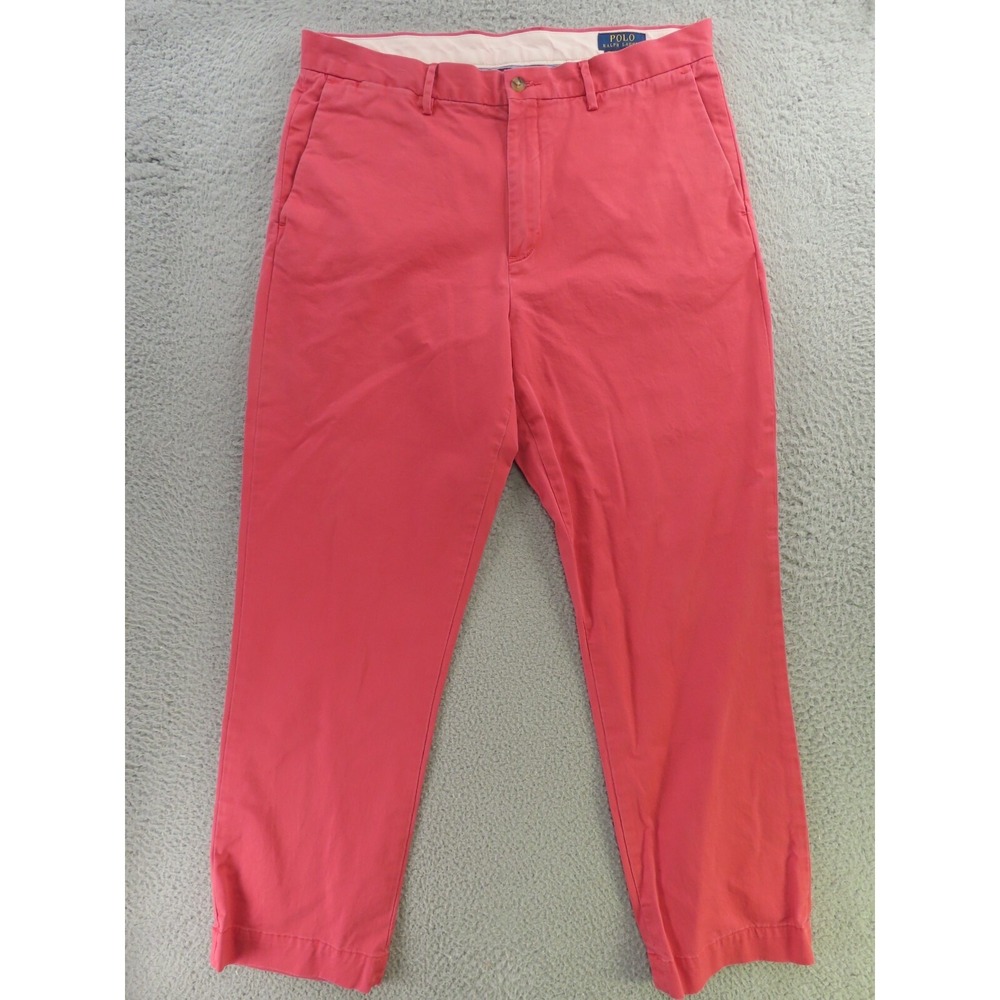 Ralph Lauren Polo Pants Mens 34x30 Red Pink Flat Front Stretch Classic Fit